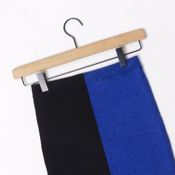 T by ALEXANDER WANG Colorblock Knit Bodycon Mini Skirt Black & Blue X-Small - Picture 9 of 14